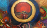 真道あすか 「困難と享楽、このせかいの果て」 2012 Oil on canvas 97×162cm