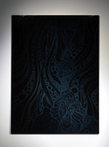 岡知代 「Bottom01」 2012 漆、豆腐、アルポリック 変塗 180×120×0.3cm
