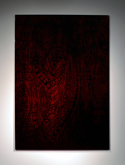 岡知代 「Bottom02」 2012 漆、豆腐、アルポリック 変塗 180×120×0.3cm