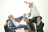 富田菜摘 「騎馬戦―国会乱闘 / Kibasen - the Diet Brawl」 2013 (部分/detail)