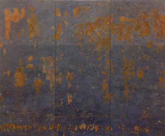 古舘幸一 「The wall of sea」 2013 鉄粉、ピグメント、漆喰、綿布 220×276cm