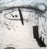 阿部幸洋　"las nudes"（雲）　1991　銅版　18.2×18.0cm　ed. 10