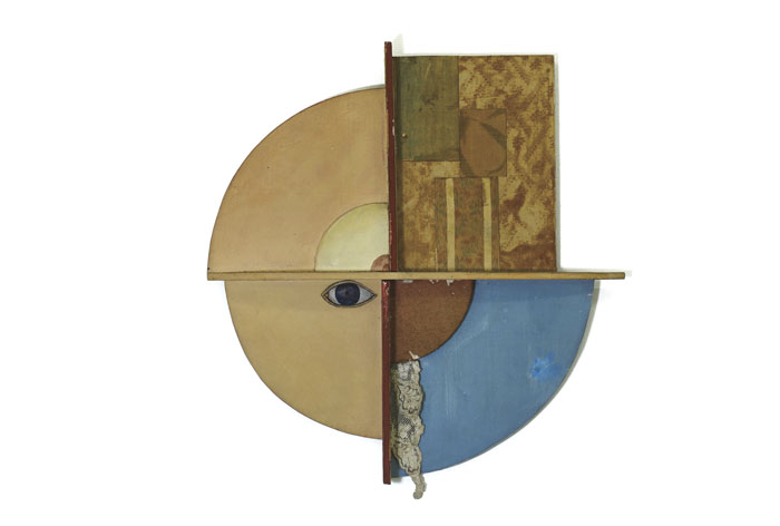 恩地孝四郎　「おかあさまへ」　1930　レリーフ、彩色、木　39×35×3.8cm
ONCHI Koshiro, "To My Mother", 1930, relief, painted, wood　39×35×3.8cm